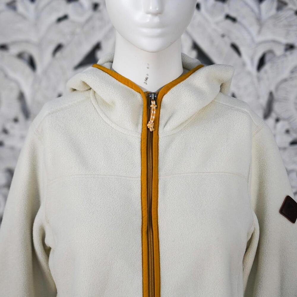 Burton Women’s Fleece Hooded Jacket XS Cream Mustard Zip-Up Cozy Outdoor - Picture 4 of 8